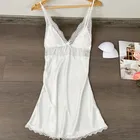 Silk Summer Ice Silk Pajamas Sexy Lace Vest Dress Home Wear Slip Dress Solid Color