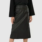 Skirt Wholesale Ladies Office High Waistlong Maxi Custom Black PU Faux Leather Skirt With Zipper