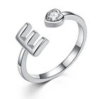 Rings Ring 925 Hot Sale Adjustable Custom Cubic Zirconia 26 Letters Rings Women Jewelry Custom Silver Letters Rings