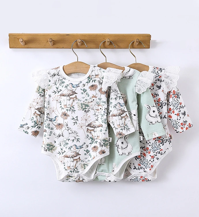 Autumn newborn infant toddler boys girls clothes casual printing long sleeve cotton baby bodysuits rompers