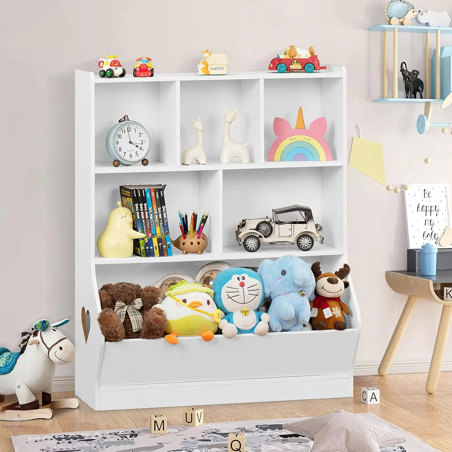 3 Tier 6 Cubby Cabinet Wood Book Shelf Kids Storage Organizer Children Bookcase and Bookshelf manufacture