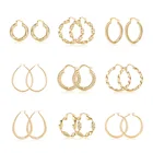 Gold Hoop Earrings Hoop Earrings Women Wholesale Vintage Luxury Chunky Geometric Gold Hoop Earrings For Women