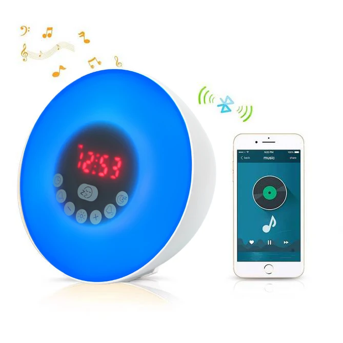 sunrise alarm clock with bluetooth speaker