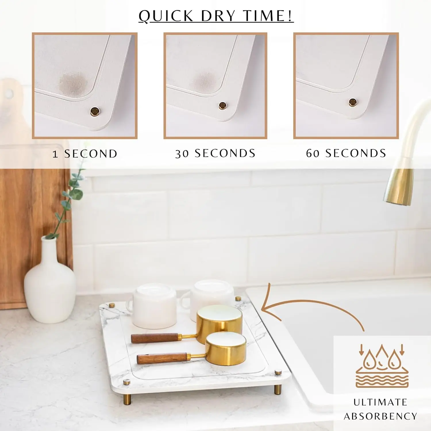 Quick Dry Diatomite Stone Sink Tray Stone Drying Mat for Kitchen Counter Storage Holders & Racks