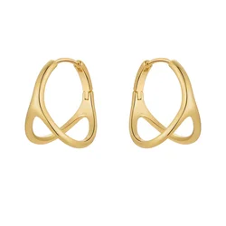 Original Design 18K Gold Plated Brass Jewelry Geometric Piercing Earings  Gold Color Pendientes New In Hoop Earrings E221448