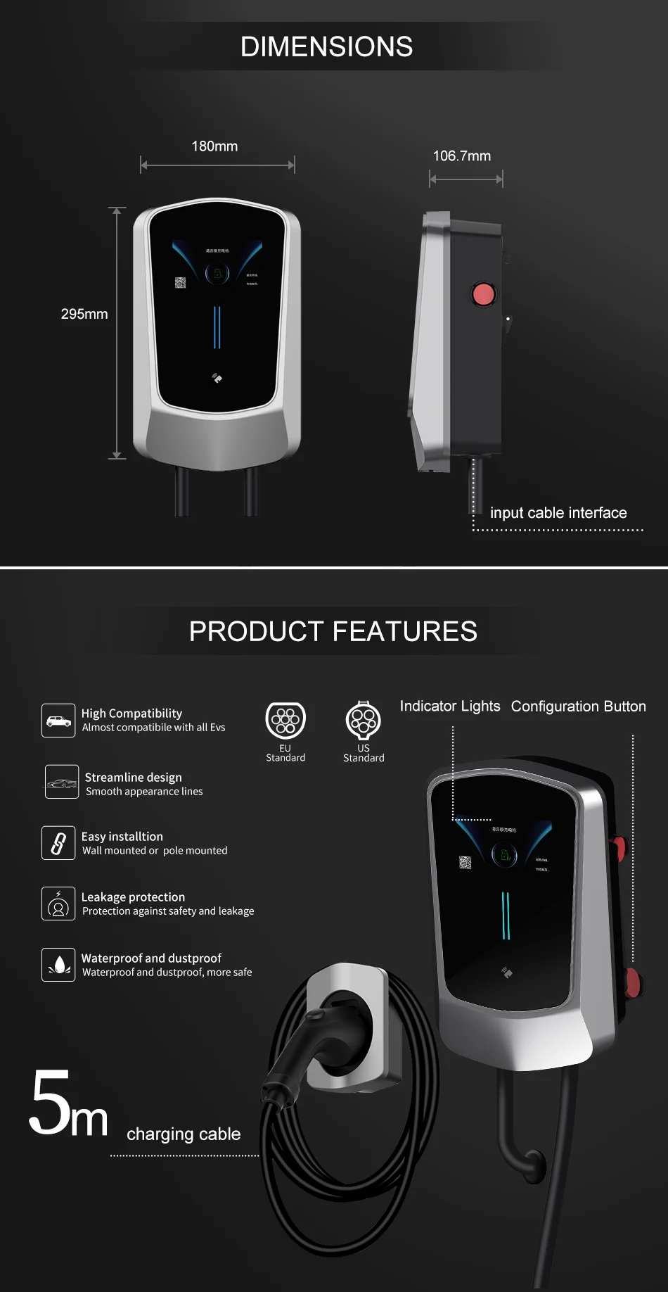 Ev Charger Pile Ocpp J Phase V V V V Kw Kw Fast