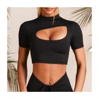 Top Mitaogirl High Impact Women Yoga Top Sports Bra Fitness Halter Workout Crop Top