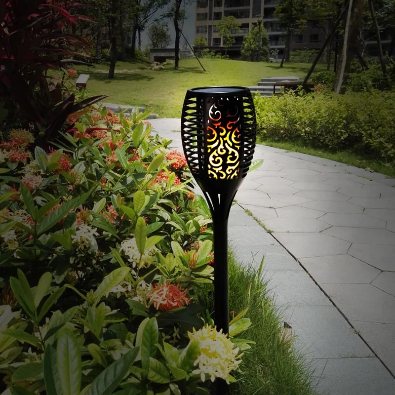 Outdoor Waterproof 96 LED Dancing Landscape Decoration Solar Flickering Flame Garden Light Solar Flame Torch