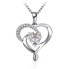 Heart Pendant Hot Sale 925 Sterling Silver Rhodium Plated Cz Diamond Custom Heart Love Pendant Necklace For 2021 Women