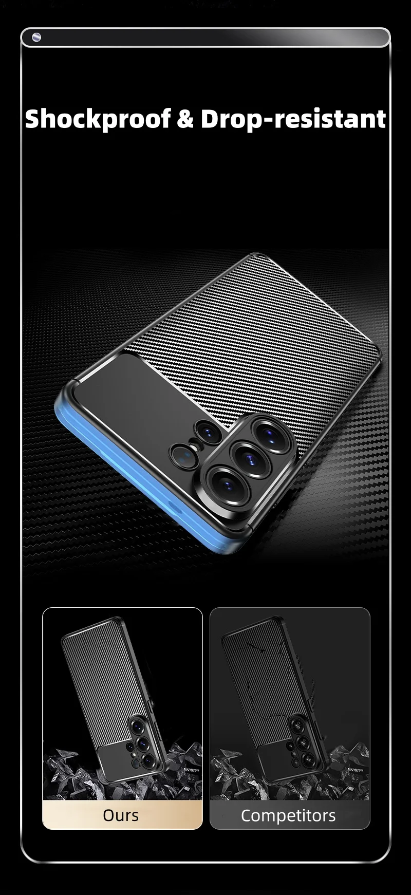 product laudtec premium tpu phone case with soft feel anti fingerprint carbon fiber texture shockproof phone case for samsung s26 ultra-9