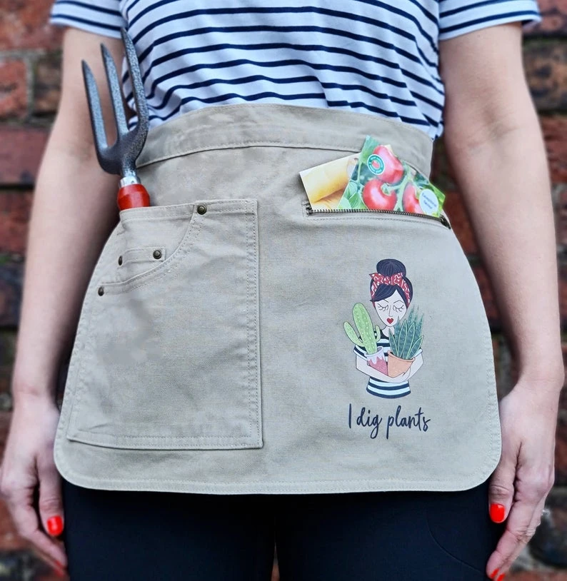 Professional custom restaurant waiter waitress canvas cotton black waist half apron with pocket Professional custom restaurant waiter waitress canvas cotton black waist half apron with pocket