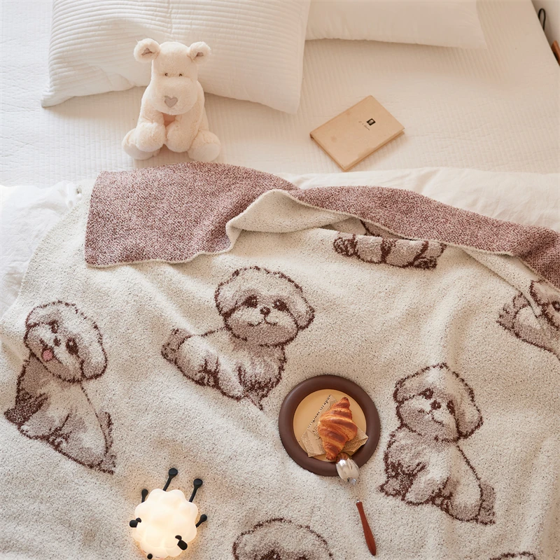 product bd cute puppy knitted blanket soft and comfortable not to be missed for those who love puppies-60