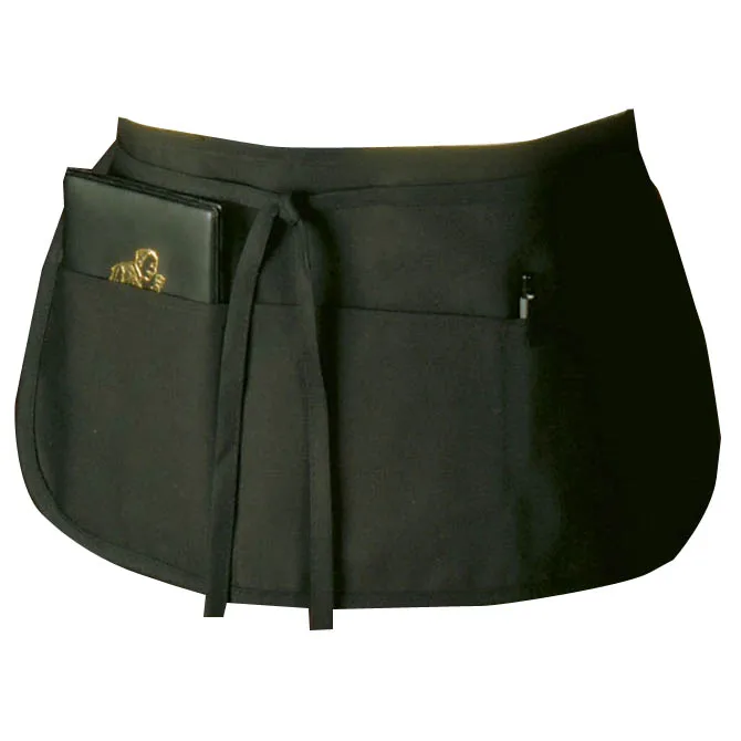 Professional custom restaurant waiter waitress canvas cotton black waist half apron with pocket Professional custom restaurant waiter waitress canvas cotton black waist half apron with pocket