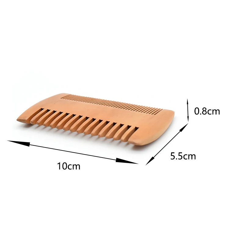 Custom Wide and Fine Tooth Pocket Beard Double Sided Comb Natural Wooden Comb With Leather Case