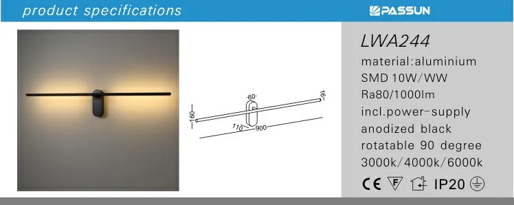 Adjustable indoor CE RoHS flexible decorative hotel LED wall lamp