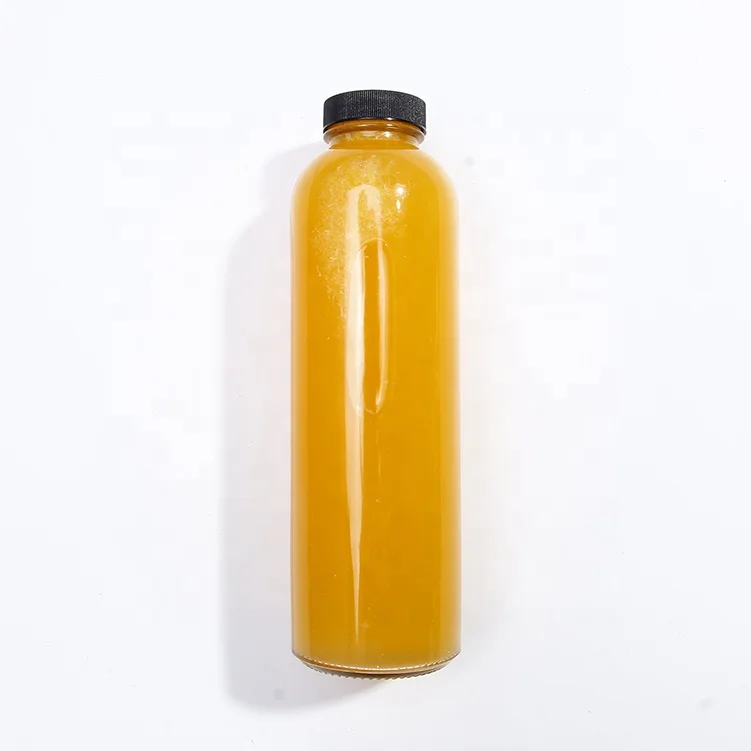 New Coming Slim Round 16 oz Clear Glass Juice Beverage Bottles Wholesale 500ml With Child Proof Cap