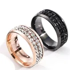 Titanium Wholesale 2 Or 3 Rows Of Diamond Fashionable Women Men Rings Titanium Stainless Steel Rings
