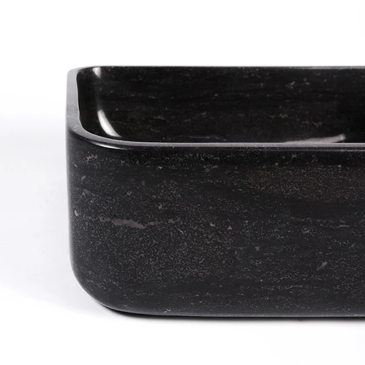 Luxury Blue Stone Sink Top Mounted Rectangular Natural Stone Polish Sink