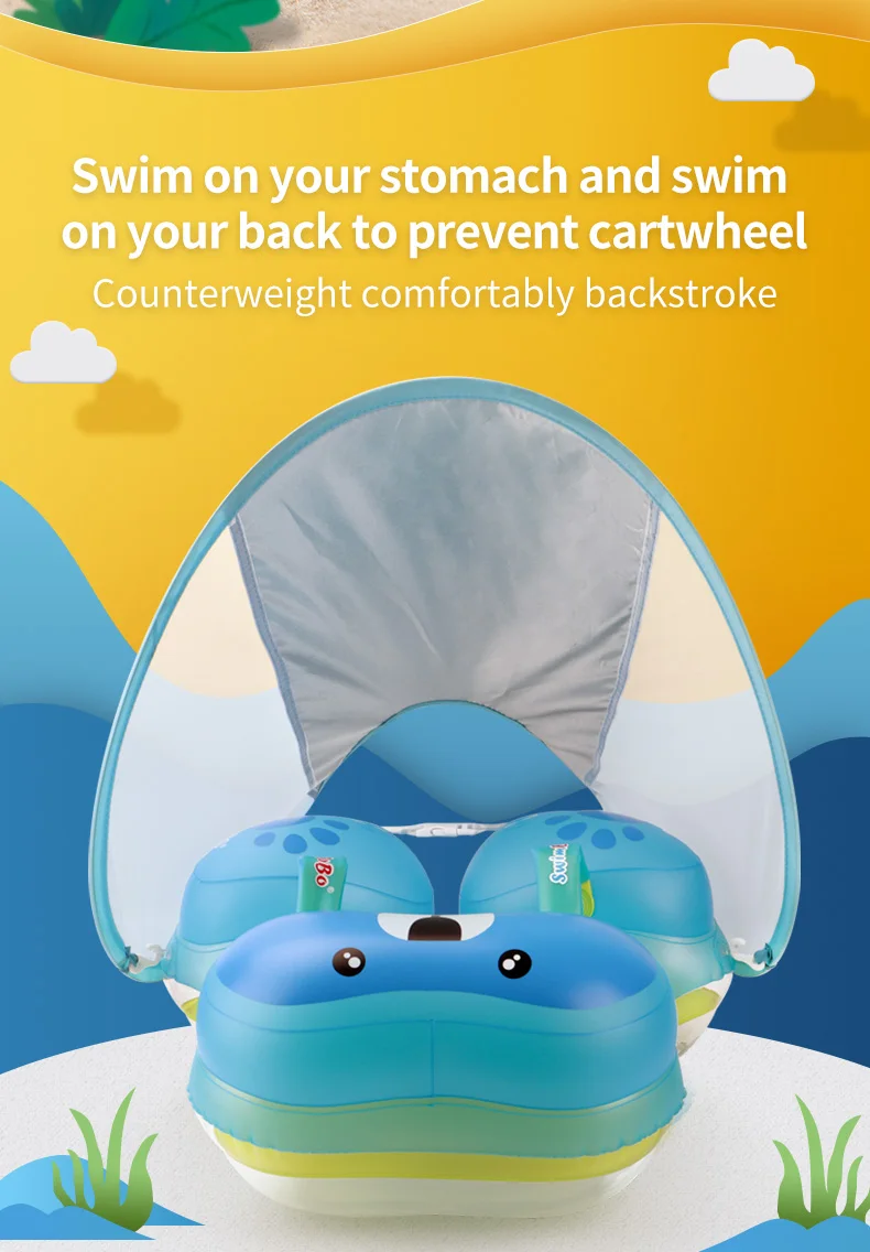 Swimbobo Hot Sale 0-3 Years Old Baby Underarm Floating Ring Anti-roll and Anti-choke Water Children Blue Swimming Ring