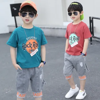 Hot Sale Kid Boys Clothes Sets Cheap Price Summer Cotton Clothes Sets For 4-12 Years Old Boys Fashion Clothes Sets 2 Pieces