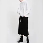 Long Skirt Homemade 2021 New Casual Style Split Elastic High Waist Lace Black Long Skirt