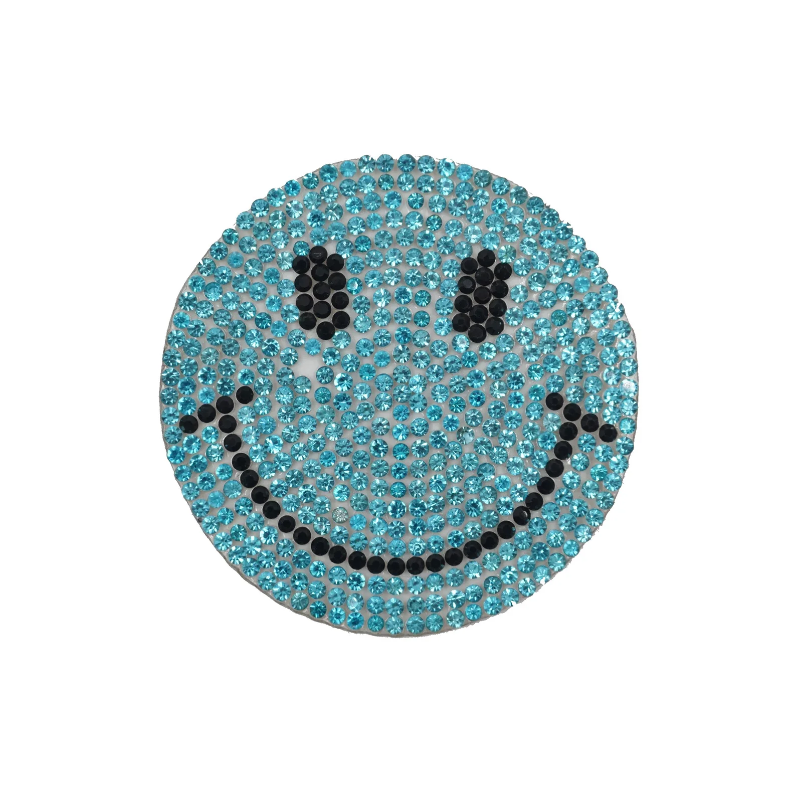 Baseball ready design free sample iron on colorful smiley face rhinestone luxury patches