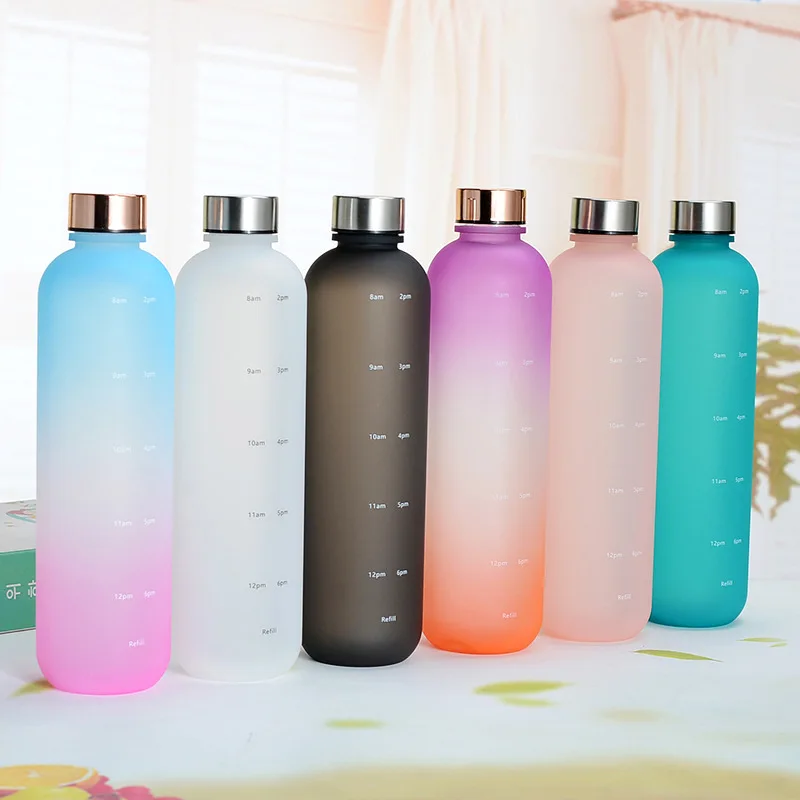 Amazon top seller plastic BPA Free 1 L Tritan water bottle gym 32oz Sports Water Bottle with motivational time marker