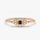 Jewelry Gemnel Sterling Silver Jewelry Women 14k Diamond And Sapphire Evil Eye Ring