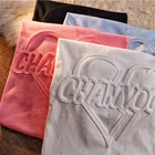 Short Tshirt Modern Fancywork Space Cotton Men Short Sleeve Embossed Alphabet Printing Custom Tshirt