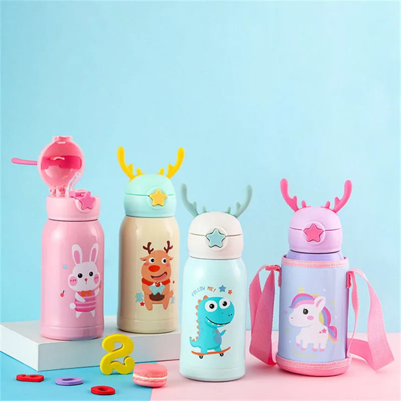 316 Stainless Steel Heat Preservation Large Capacity Children's Kettle Cartoon Baby Water Cup With Straw