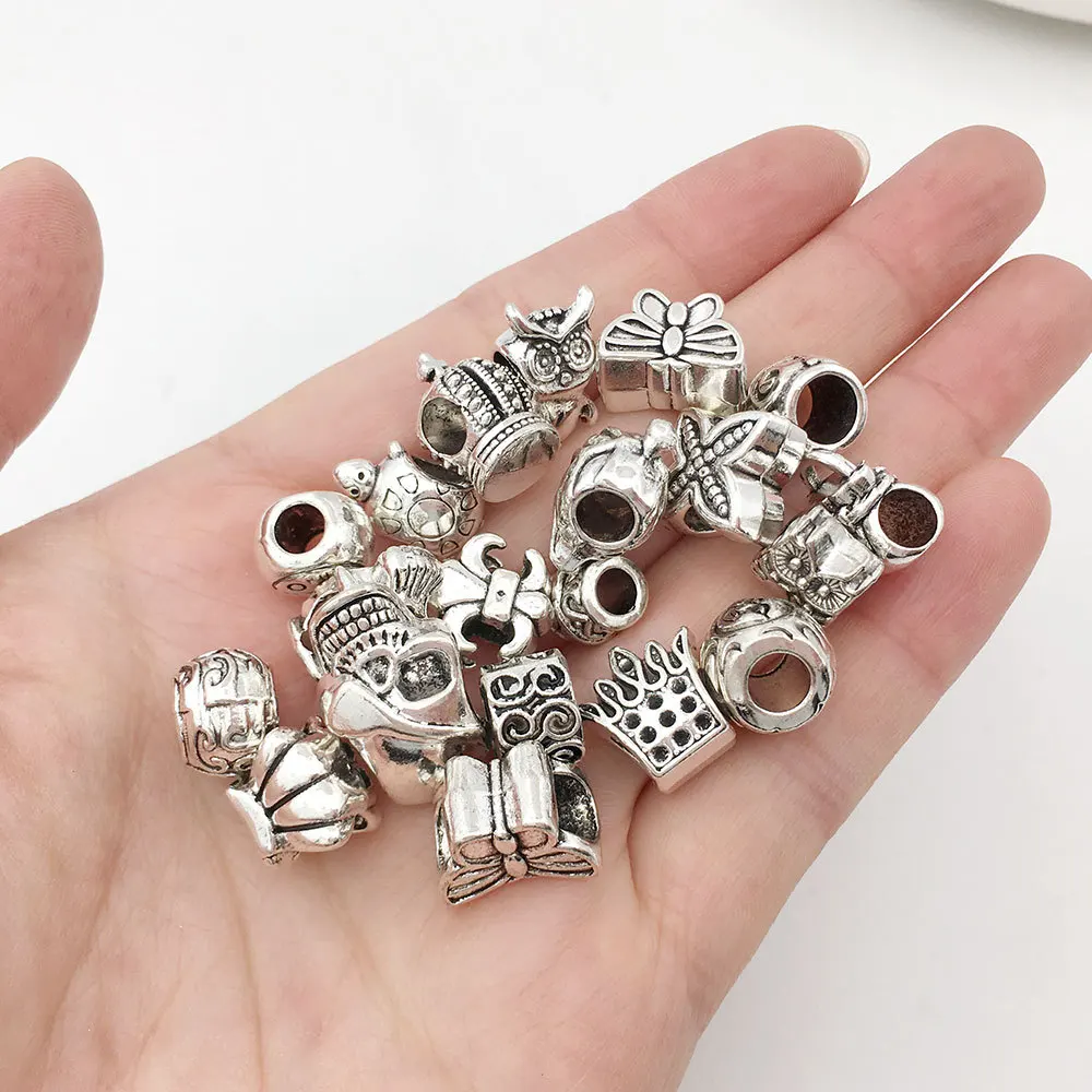 big hole rhinestone Enamel Vintage metal alloy Spacer beads for snake chain Rope Jewelry component accessories.jpg