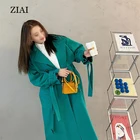 Spring New Style Green Fashionable Casual Windbreaker Women Loose Mid-length Korean Style Jacket