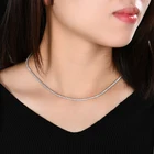 Chain Hip Hop Iced Out 925 Sterling Silver White Cz 2mm Diamond Tennis Chain Extension Chain Necklace
