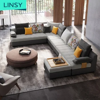 Linsy European style modern chaise large-sized 1+2+3 u shape corner sofa set sectional 996