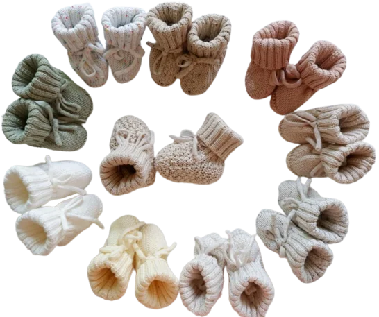 2023 new organic cotton handmade newborn Crib crochet baby socks shoes knitted baby booties with folded cuff