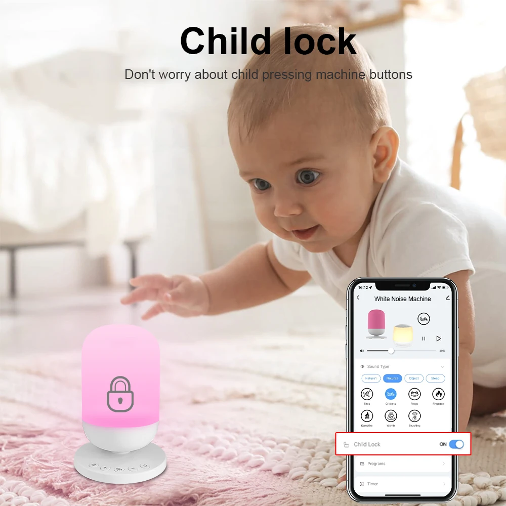 APP Control Portable Mini White Noise Sleep Helping Machine Pink Noise Maker Rechargeable White Noise Sound Machine for Baby supplier