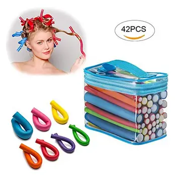 Colorful Hotsale 10 pcs Long 24cm Colorful Hair Sponge Loop Roller Cold Flexible Curling Perm Rod Set for Hairstyle