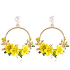 Pearl Korean Elegant Fashion Sweet Baroque Pearl Big Circle Flower Earrings