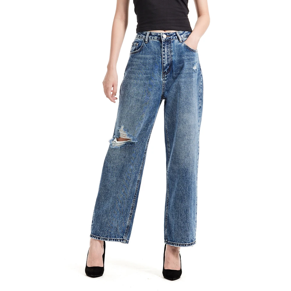 Vaqueros Desgastados Holgados Para Mujer,Jeans De Corte Holgado De Alta  Calidad - Buy Los Pantalones Vaqueros De Las Mujeres,Vaqueros Mujer,Destressed  Jeans Para Mujeres Product on Alibaba.com