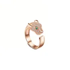 Sterling Silver Silver Trendy Jewelry 925 Sterling Silver 18-karat Gold CZ Panther Ring Adjustable Open Ring