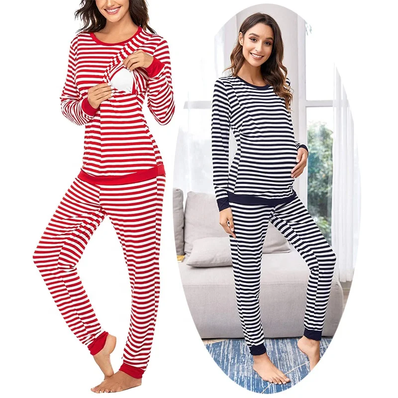 Lus Chic Womens Maternity Pajama Set Nursing Pjs Pregnancy Breastfeeding Pant Sleepwear 