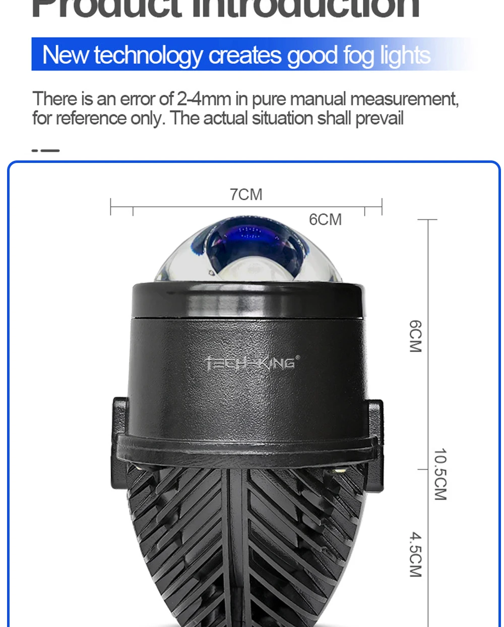 TECH-KING Automobile 2-inch 12V universal LED three-light matrix projector fog lamp for Toyota Nissan laser lens fog lamp