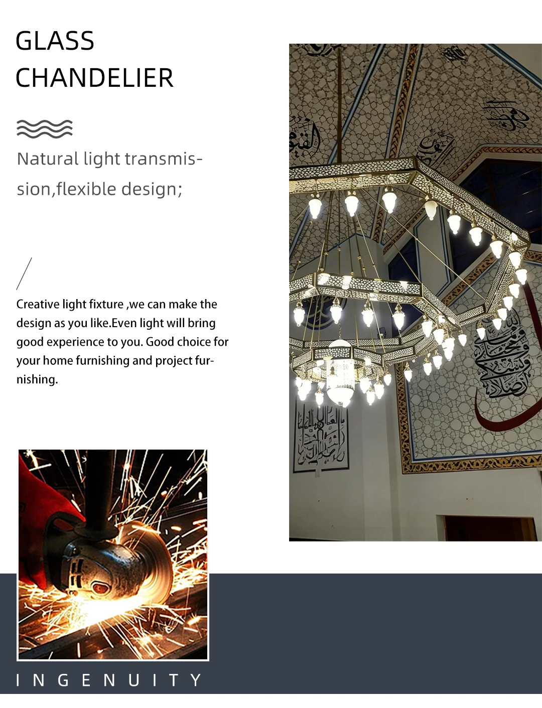 cpl 001 oversized islamic geometric chandelier custom led art installation for dome high ceiling atrium-2