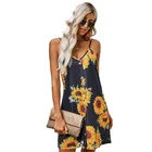 Women Wholesale High Quality Fashion Summer V Neck Buttoned Loose Fit Sleeveless Women Floral Print Dress