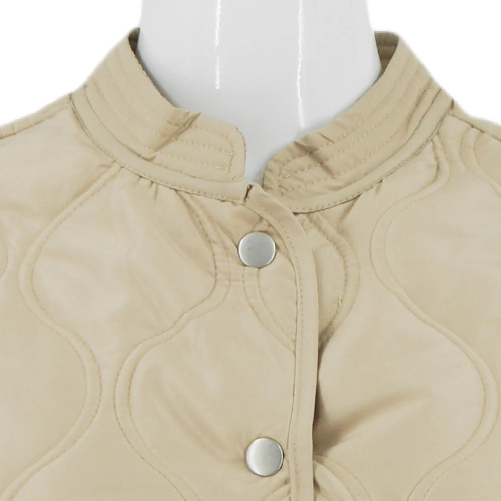 Custom Fashion-forward Button Long Sleeve Polyester Rounded Quilted Jacket supplier