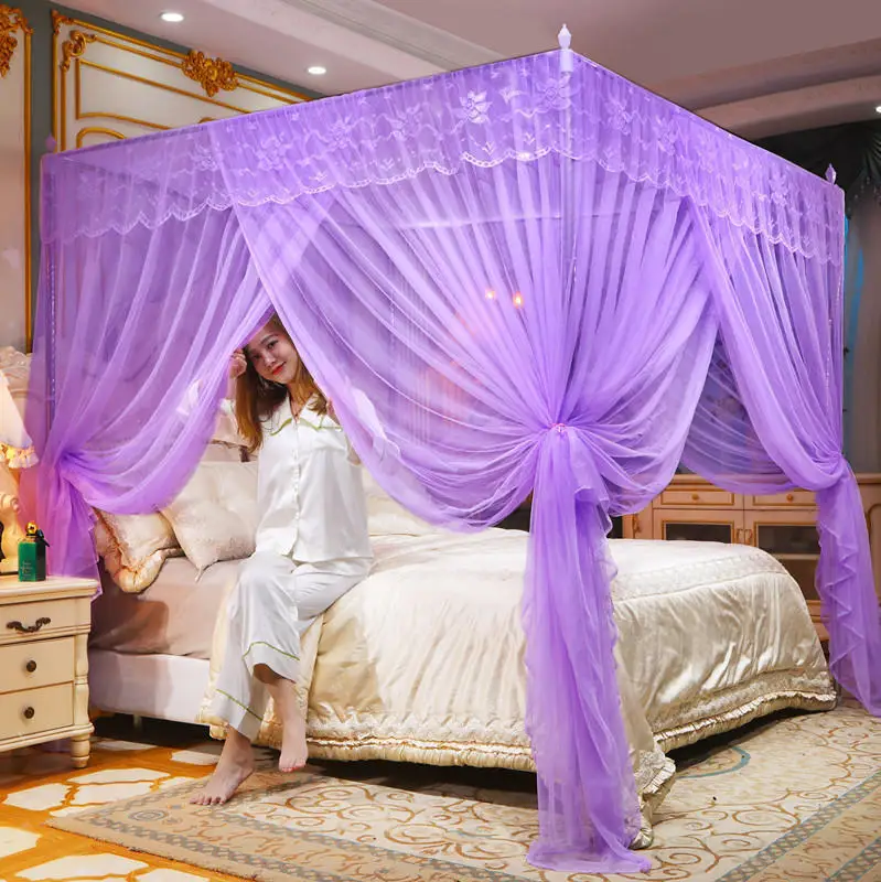 180*200*190Cm Romantic Princess Queen Size Double Canopy Tent Mesh Embroidery Lace Pleated Mosquito Net For Bed