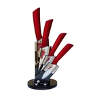 Set 5pcs Ceramic Chef's Knife Set With Blade Flower Printing In Acrylic Stand