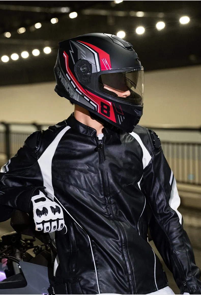 DOT Approved Speed Electric Motorcycle Full Face Helmet ABS Material Double Visor One Size Fits All for Men Women All Seasons