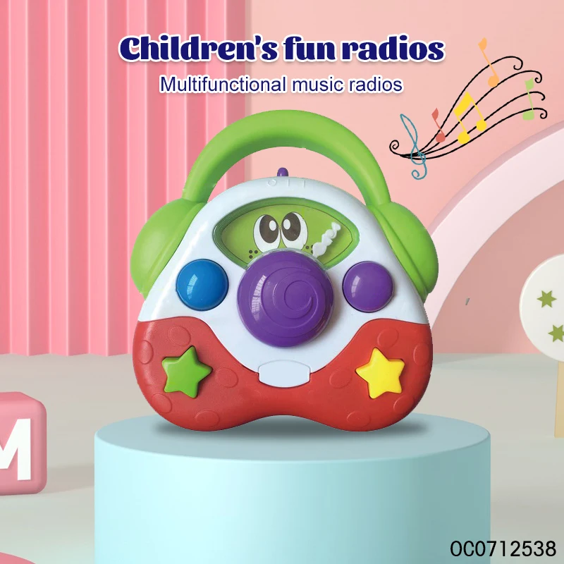 Cartoon radio plastic electric baby rattles musical toy montessori