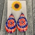 Earring Earrings Wood New Style Individual Independence Day Earring Tie-Dye Wooden Earrings Flag Sunflower Earrings